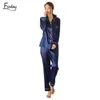 Fioday Winter Silk Satin Pajamas For Womens Long Pyjamas Loungewear Sets Two Piece Sleepwear Women Pijama Set Plus Size 5xl Q190513