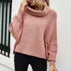 Höst vinter turtleneck tröja pullovers kvinnor vintage rosa casual streetstyle stickade jumper hajuku toppar 210427
