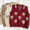 Azyt Lente Herfst Gebreide Vest Sweater Pullover Dames Cartoon Print V-hals Dames Knit Mouwloze Tank Tops Vrouw 210819