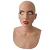 Party Masks Cosplay Mask Halloween Creepy Face Latex Props Funny Carnival Masque Realistic Bald Woman