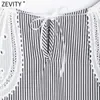 Zeefity Dames Sweet O Hals Hol Borduurwerk Patchwork Striped Smock Blouse Vrouwelijke Lange Mouw Elastische Shirt Chic Tops LS9205 210603