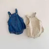 Baby Romper Toddler Urodzony Solidny Kolor Denim Body Spring / Lato Odzież bez rękawów przez 0-24 miesięcy 210515