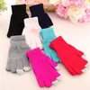 Fingerless Gloves Doreenbow Women Men Gebreide Warm Wool Fashion Full Finger Twist Winter Touch Screen Zwart grijs rood blauw, 1 paar