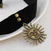 1PCs Vintage Women Gothic The Professional Choker Necklaces Girls Black Velvet Ribbon Retro Sun Shaped Chokers Necklace