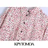 Kobiety Moda Serce Drukuj Luźne Bluzki Z Długim Rękawem Button-Up Koszulki Blusas Chic Topy 210420