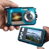HD 1080P Waterproof Digital Camera Dual Screens (Back 2.7 inch + Front 1.8 inch) 16x Zoom Underwater Camcorder Cam