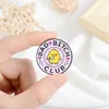 Bad Club Round Cartoon Brooches Mała żółta kaczka farba Emalia Szpilki Stopowa Broszka Dla Kobiet Śmieszna Denim Koszula Odznaka Biżuteria Prezent Akcesoria Ubrania