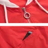 Kvinnors Jackor Kvinna Röd Jacka Vår 2021 Hooded Contrast Färg Ytterkläder Kvinnor Högkvalitativ Casual Plus Size White Hat Tops