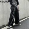 Korobov coréen Streetwear éclairage imprimer Harajuku femmes pantalon Vintage noir taille haute large jambe pantalon mode Joggers 210430
