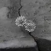 Fyla Mode Real 925 Orecchini in argento sterling 925 Vintage Thai Daisy Flower Pure Handmade Bangkok Silver Gioielli Boutique 8mm TYC183 210507