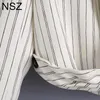 Women's Suits & Blazers NSZ Women White Striped Cropped Blazer 2021 Elegant Chic Short Jacket Ladies Coat Outerwear