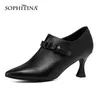 SOPHITINA Primavera Moda Scarpe da donna Cerniera profonda Decorazione in metallo Scarpe a punta Scarpe alla moda Bicchiere da vino Tacco Pompe femminili AO518 210513