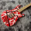 striped red series krama 5150 red-white electric guitar with open type zebra pickups maple fretboard