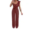 Women's Jumpsuits & Rompers Dream Vine Black Blue Red Striped Jumpsuit For Women Summer One Shoulder Tiered Layer Sleeveless Mid Waist Party