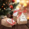 24 set di sacchetti regalo di Natale con etichette 7 pollici Candy Kraft Paper Cookie Packaging Box Year XMAS Decorations 211025