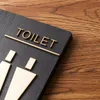 Wooden Signage Toilet Sign Retro Door Sticker Reminder Signs Household Wall Wc Plaque Plates Self-adhesive Bathroom Doorplate Other Hardware