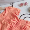 Ensemble de vêtements pour filles doux chemisier de couleur unie à manches courtes + jupe 2 pièces en mousseline de soie d'été pour enfants 210515