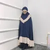 Ethnic Clothing Muslim Kids Girls Prayer Hijab Skirts Abaya Robe Arab Dubai Children Ramadan Kaftan Headscarf 2pcs Islamic Eid Party Gown Ji