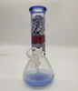 20cm 8 tums premium blå spets och botten anime tema röd skalle hookah vattenrör bong glas bongs med 14 mm downstem och skål 2 i 1 redo för användning