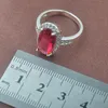 Oorbellen ketting vrouwen rode kristallen sieraden sets met armband zilveren kleur en ring set bruids bruiloft 2021 yz0170