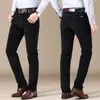 Men's Corduroy Casual Pants Business Fashion Solid Color Elastic Regular Fit Trousers Male Black Khaki Coffee Navy 210616