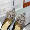 MACH Moda Sexy elegancia zapatillas de calidad PVC transparente para mujer sandalias de tacón Flor Cristal Adornos zapato sandalia Diseñadores completo Taladro zapatilla