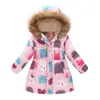 Kids clothes winter coat girl printed long cotton padded girls jackets hooded windproof thick warm children outerwear 15 colors 210713