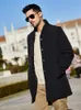 KUEGOU Polyamide spandex Men's coat slim fashion warm winter Medium length men clothes padded jacket black UW-0281 210524