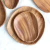 Dishes & Plates Whole Wood Acacia Black Walnut Irregular Oval Solid Pan Plate Fruit Saucer Tea Tray Dessert Dinner Tableware