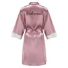 Kvinnor Satin Lace Robe Bride Robe Bridesmaid Robes Brud Bröllop Robe Sleepwear Bathrobe Dressing Gown White Robes 210831