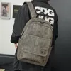Men's Travel Bookbag Vintage Shoulder Bag Korean Backpack Man Personality Pu Leather Large Capacity Laptop Back Pack