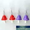 Creative Red Purple Acrylic Mushroom Pendant Örhängen Mode Kvinnors Party Lång Örhängen Tillbehör Söt Tjej Smycken Present