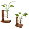 Vases de bureau suspendus verre planteur plantes ampoule Vase avec support rétro en bois métal support pivotant décoration de la maison