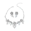 2020シルバーカラー花の結婚式ジュエリーセット淡水真珠のブライダルネックレスイヤリングセット手作り女性アクセサリーH1022
