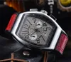 Top Luxury Men Oval Shape Designer Watch Quartz Cronografo da polso da uomo Orologio da polso sportivo in pelle Hip Hop ghiacciato202D
