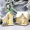 Kerstversiering decoratie lichtgevende houten huis led geschenken kinderen thuisjaar 2022 boom DIY F0B8