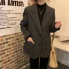 Comelsexy élégant Vintage matelassé laine Blazer veste printemps automne hiver cranté femmes Blazers lâche costume manteau hauts 210515