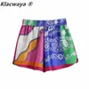 Kobiety Vintage Floral Print Patchwork Summer Spirts Spodenki Femme Chic Elastyczny Talia Ribbon Pantalone Cortos 210521