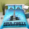 Sängkläder uppsättning för tjejer pojkar gitarr tryckt duvet täcker musikaliska mönster täcker coverpillowcases hem juego de cama