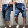 Homens Rasgado Calças de Jeans Riscado Big Brace Macacões Verão Suspender Bolsos Geral Dungarees Homens Casual Jeans Jeans Jumpsuit Macacão X0621