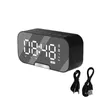 Portabla högtalare Dual Alarm Clock 3 Nivåer Ljusstyrka FM Radiomusik Stereo Trådlöst sovrum Kontor Högtalare LED Mirror Screen