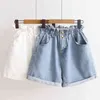 Plus size shorts denim para mulheres verão coreano elástico de cintura de cintura de jeans larga perna solta senhoras curtas 9511 210506