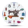 Salle d'artisanat Art mural horloge montre Quilting temps couturière coudre accessoires Machine à coudre décor à la maison cadeau pour ses horloges