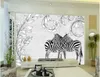 Papel de parede de foto personalizado para paredes 3d murais frescos padrão europeu animal zebra sala de estar fundo papel decoração de casa pintura