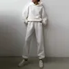 Sonbahar kadın Eşofman Streetwear Casual Tişörtü 2 Parça Set Kadın Katı Boy Spor Hoodie Suit Kadın Pantolon Setleri 210930