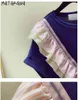 MATAKAWA Estate Coreana Increspato magliette da donna Lace-up Bowknot T-shirt allentata Semplice maglietta in cotone a maniche corte Top da donna 210513