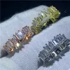 Anello di eternità 100% vero argento sterling 925 Princess cut Diamond Engagement Wedding Band Rings per donna Uomo Finger Party Jewelry
