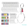 Porte-clés vierges en acrylique, disques ronds transparents en acrylique, cercles avec anneaux de porte-clés fendus en métal, stylo à pompon coloré