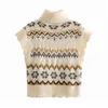 Vrouwen Sweater Lente Gebreide Vest Mouwloze Turtleneck S Poullover Vrouwelijke Jumper 210430