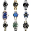 Mechanische horloge horloges heren mode 40mm lichtgevende groene blauwe gouden roestvrijstalen riem saffier spiegel waterdicht met originele doos